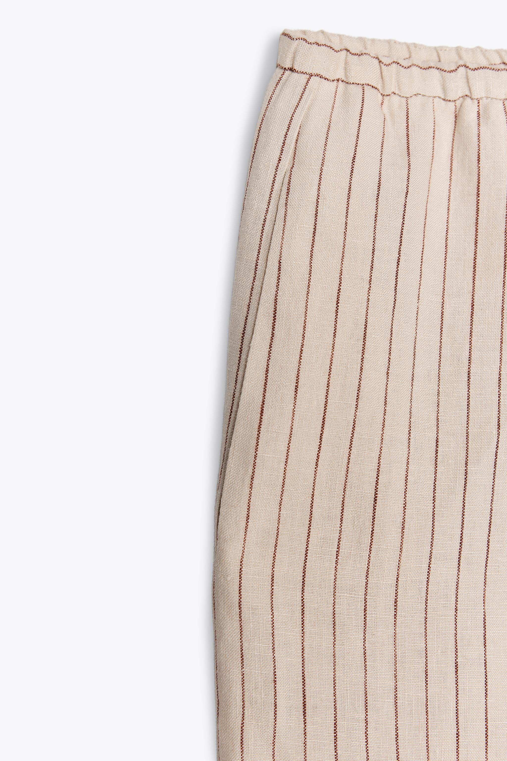 リネン100% パンツ ZW COLLECTION - レッドストライプ | ZARA