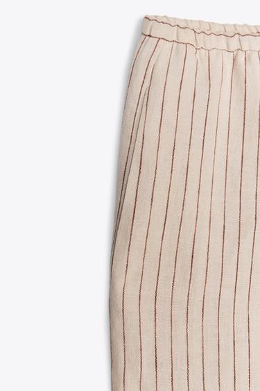 PANTALON 100 % LIN ZW COLLECTION - Rayure rouge de Zara - Image 8