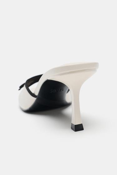 HEELED MULE SANDALS WITH BOW - white by Zara - Image 3