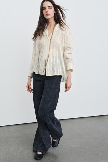 CHEMISE À RAYURES ZW COLLECTION - Écru de Zara