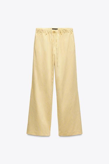 STRIPED PYJAMA STYLE TROUSERS - Yellow by Zara - Image 4