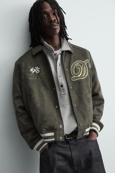 FAUX SUEDE BOMBER JACKET - Light khaki by Zara - Image 5