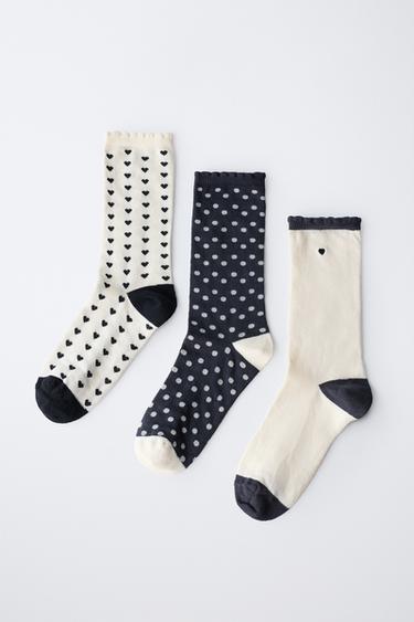 3-PACK OF HEART AND POLKA DOT SOCKS - Ecru / Black by Zara - Image 3