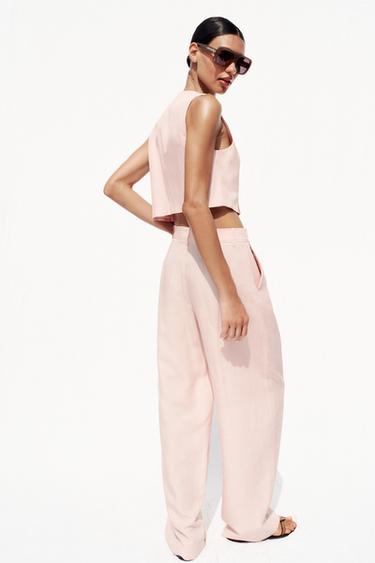 PANTALON LARGE À PINCES - Rose de Zara - Image 4