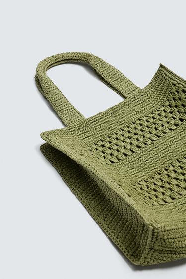 SAC SHOPPER TRESSÉ - Vert de Zara - Image 3