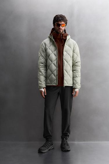 VESTE DOUDOUNE 100% PLUMES À CAPUCHE - Vert clair de Zara