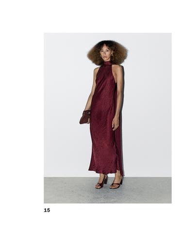 Zara Long halter neck dress - STUDIO - Burgundy