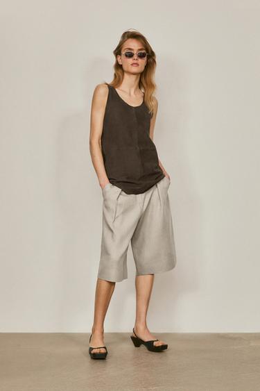 Zara Suede leather camisole top - LIMITED EDITION - Black gold - Image 0