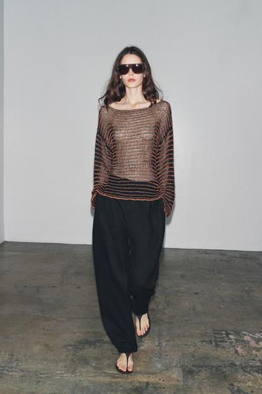 OPEN KNIT SWEATER - BLACK/ORANGE by Zara - Image 0