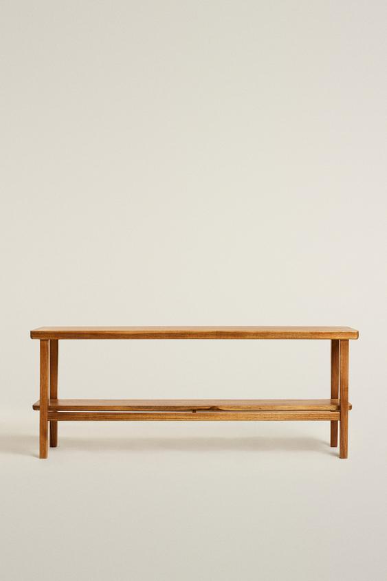 ACACIA WOOD DOUBLE BENCH - Brown by Zara - Image 0
