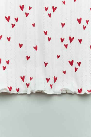 AGES 6-14/ HEART PRINT NIGHTDRESS AND JACKET SET - Ecru by Zara