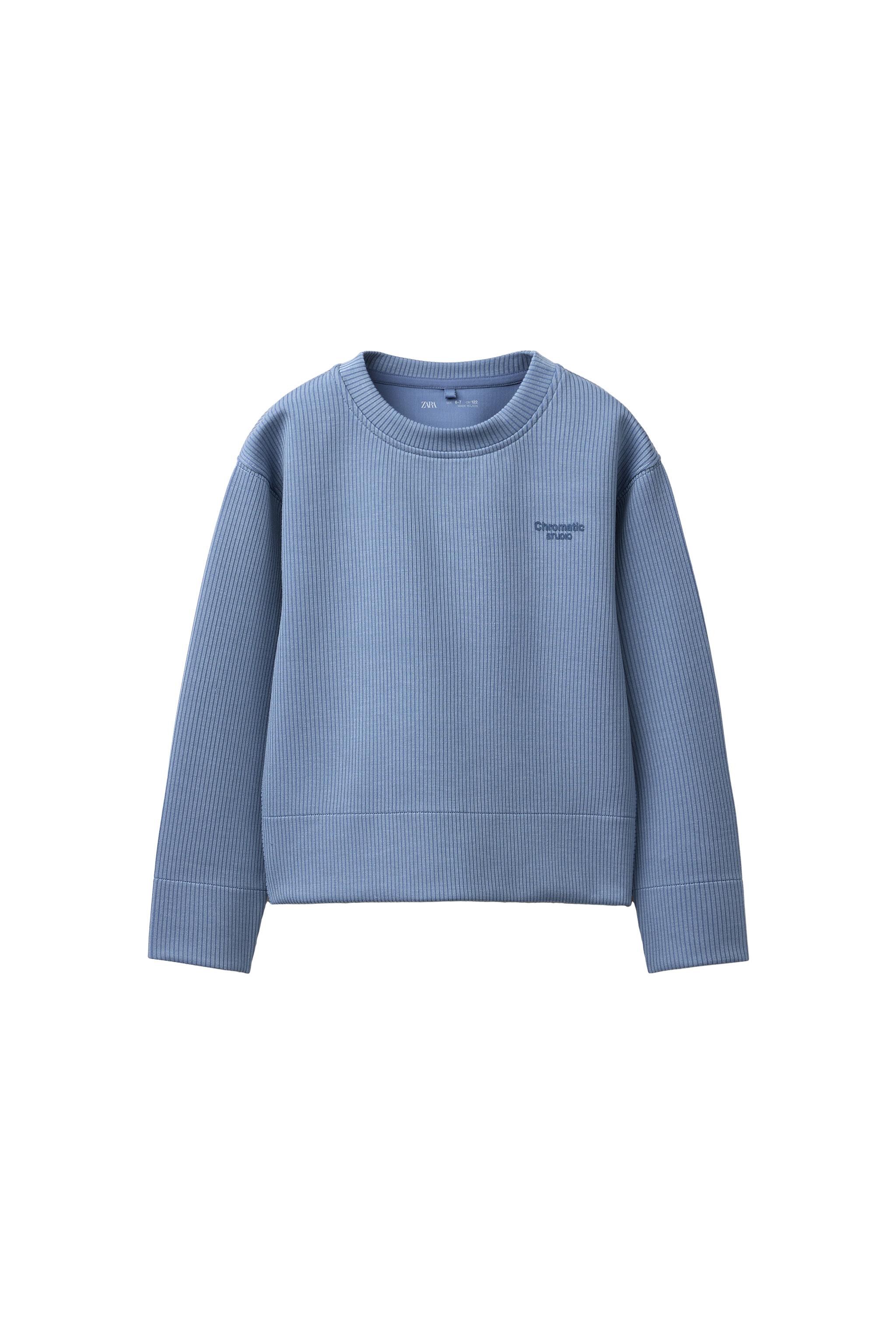 モダール混リブスウェットシャツ - ブルー | ZARA Japan / 日本