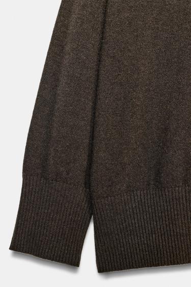 100% WOOL OVERSIZE SWEATER - Brown by Zara - Image 6