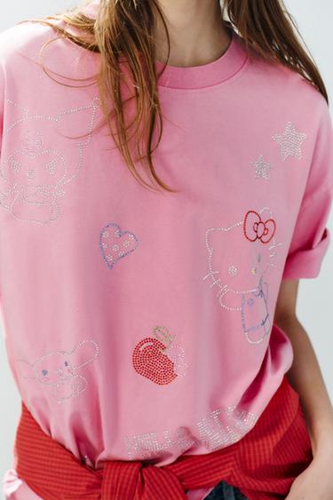 CAMISETA EFECTO LAVADO BRILLOS HELLO KITTY © SANRIO - Rosa de Zara