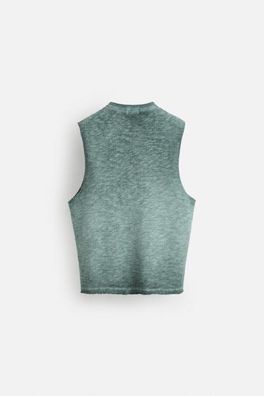 WASHED PRINT KNIT T-SHIRT - Blue / Grey by Zara - Image 7