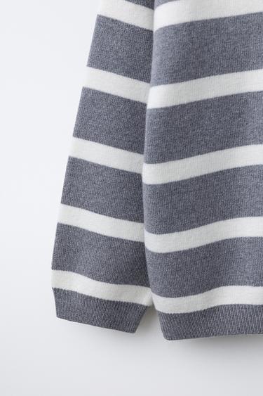 STRIPED KNIT SWEATER - Grey marl by Zara - Image 2