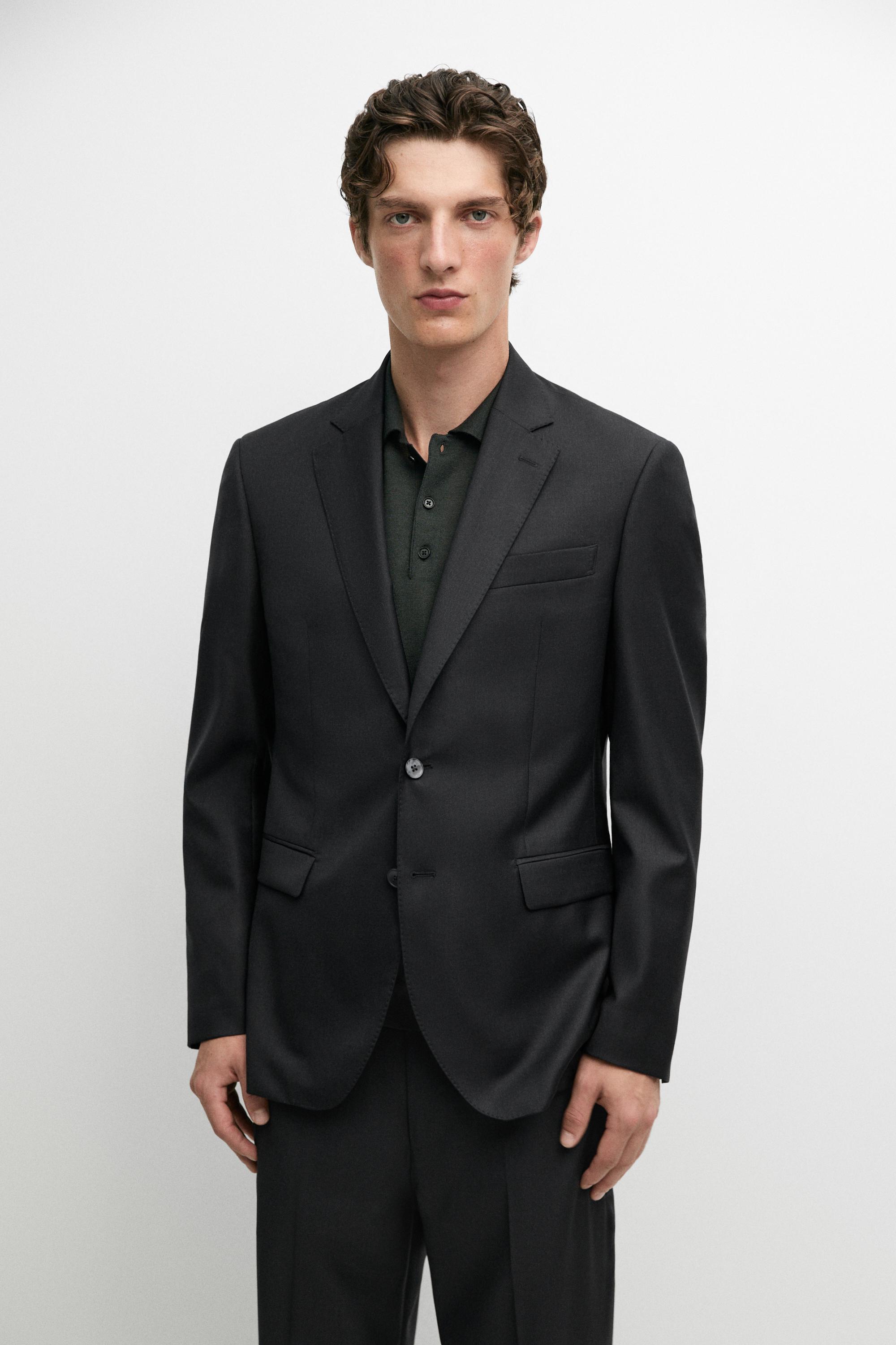 100% Wool Suit Blazer — Anthracite Gray