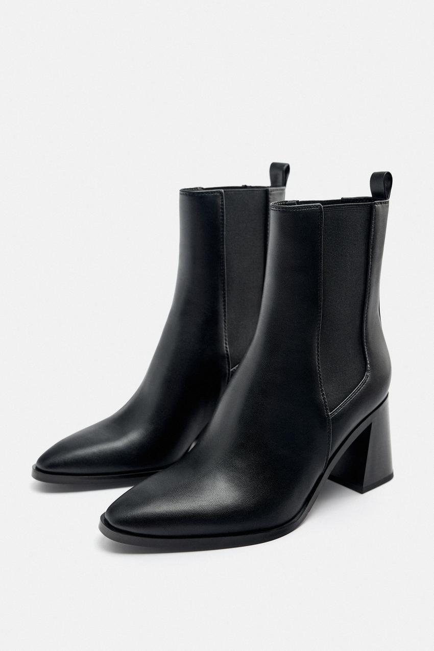 zara stretch high heel ankle boots