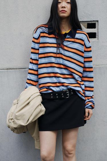 ボーダーニットポロシャツマルチカラ―Zaraのボーダーニットポロシャツ - マルチカラ― 