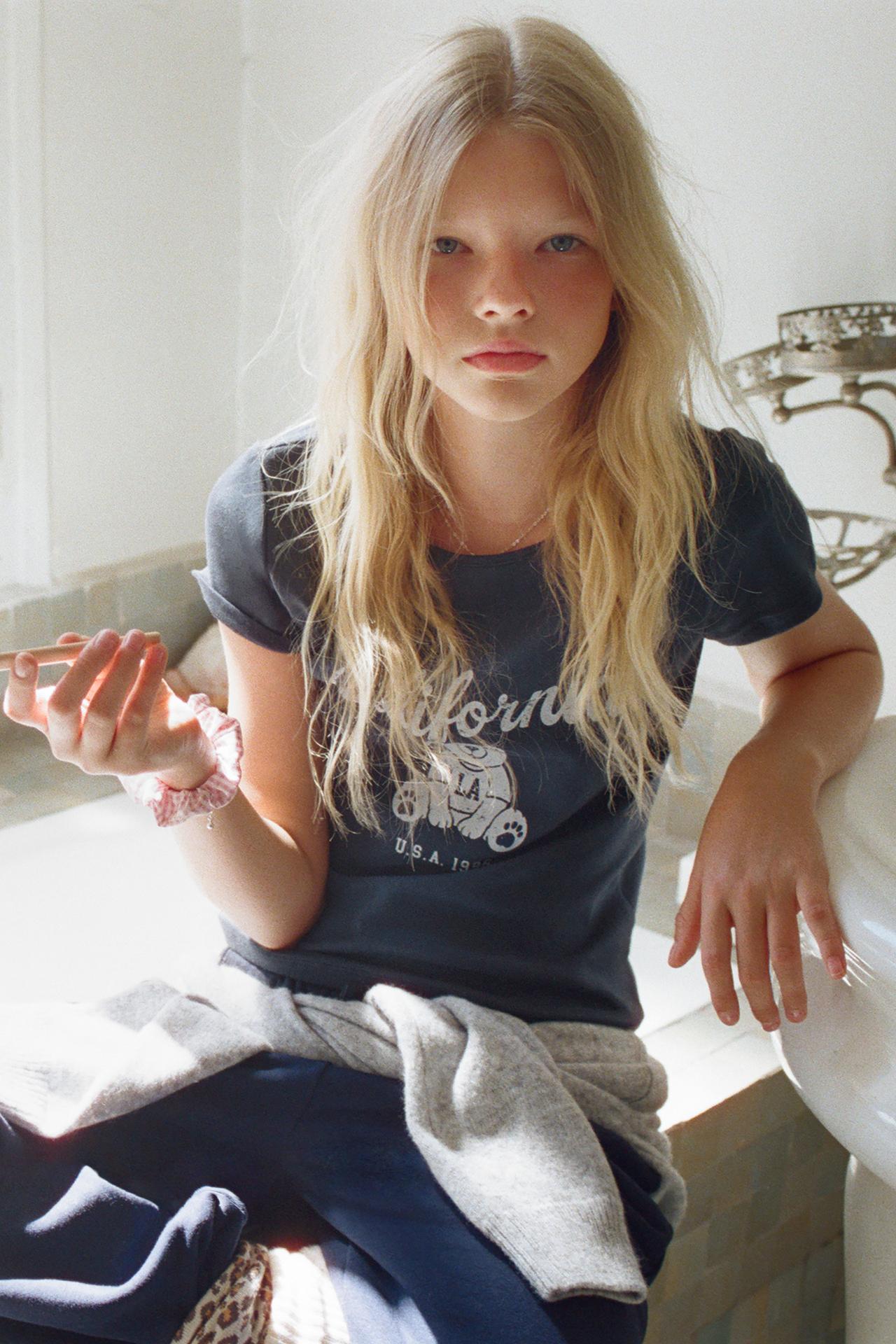 BEAR PRINT T-SHIRT — Navy blue