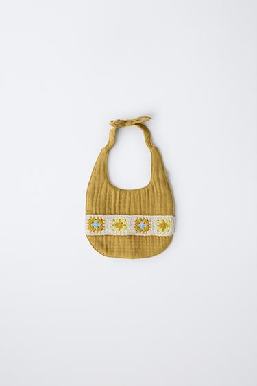 TEXTURED BIB WITH CROCHET DETAIL - Mustard by Zara