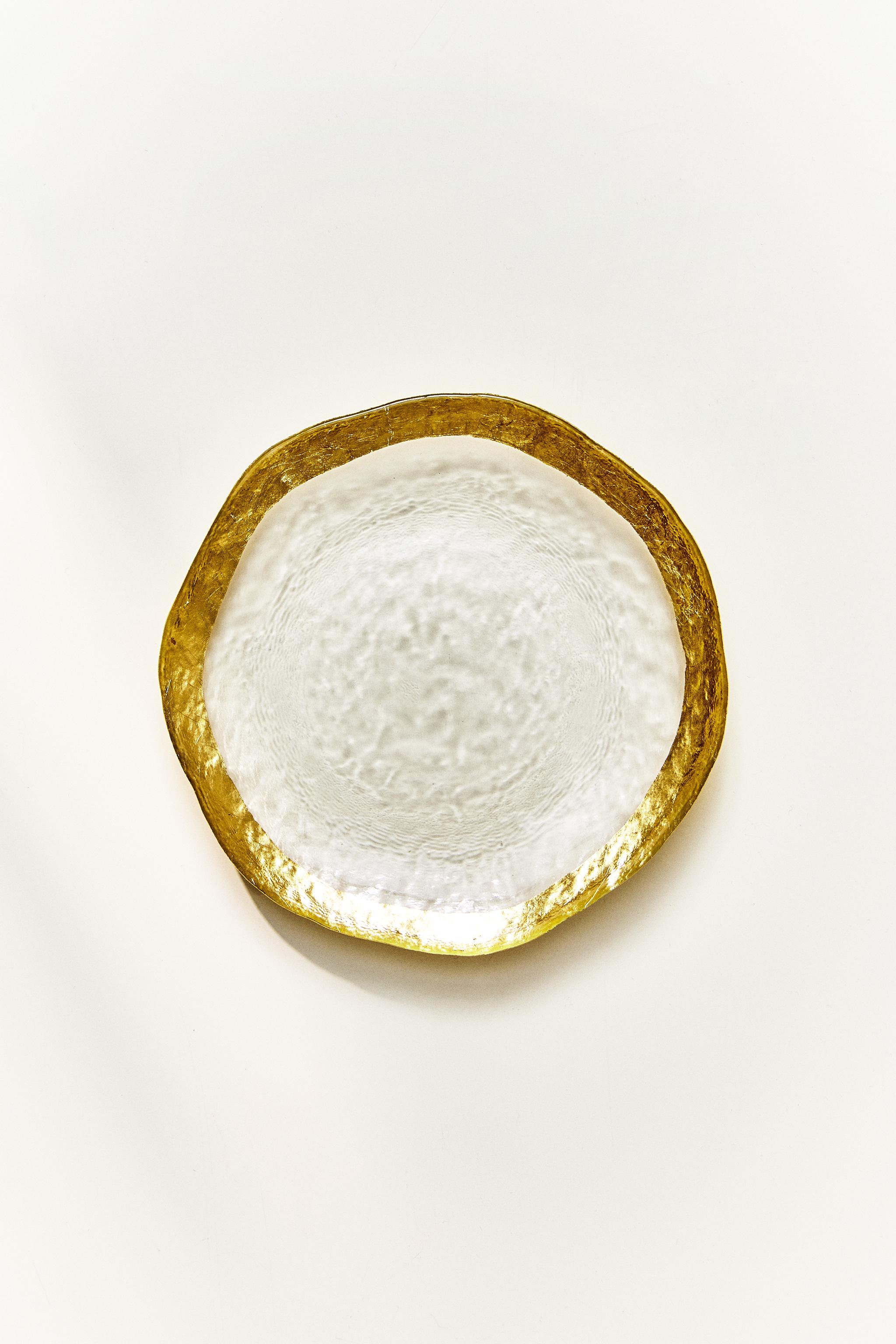 GLASS SIDE PLATE WITH RIM — Gold
