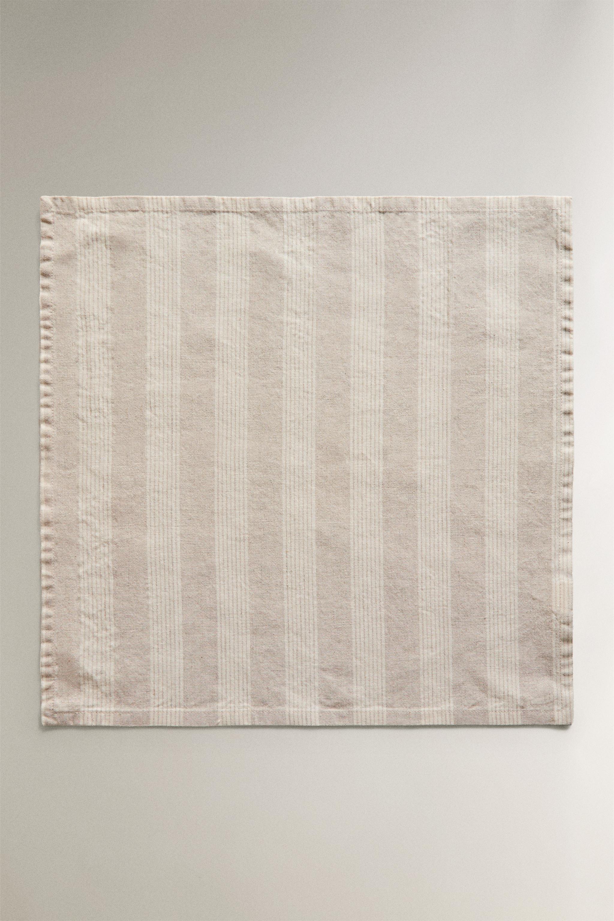 PACK FADED LINEN STRIPED NAPKINS (PACK OF 2) — Beige