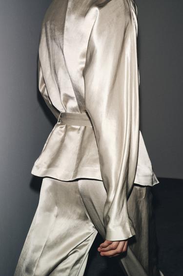 PANTALON SATINÉ À PINCES ZW COLLECTION - Pierre de Zara - Image 2