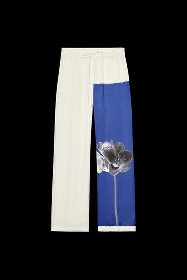 GEMUSTERTE HOSE – ZW COLLECTION - Cremefarben / Blau von Zara - Bild 0