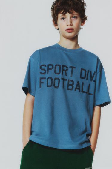 CAMISETA JOGGING TEXTO - Azul medio de Zara