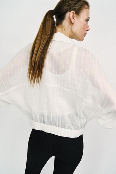 SAFARI BLOUSE WITH ROLLED-UP SLEEVES - White by Zara - Image 3