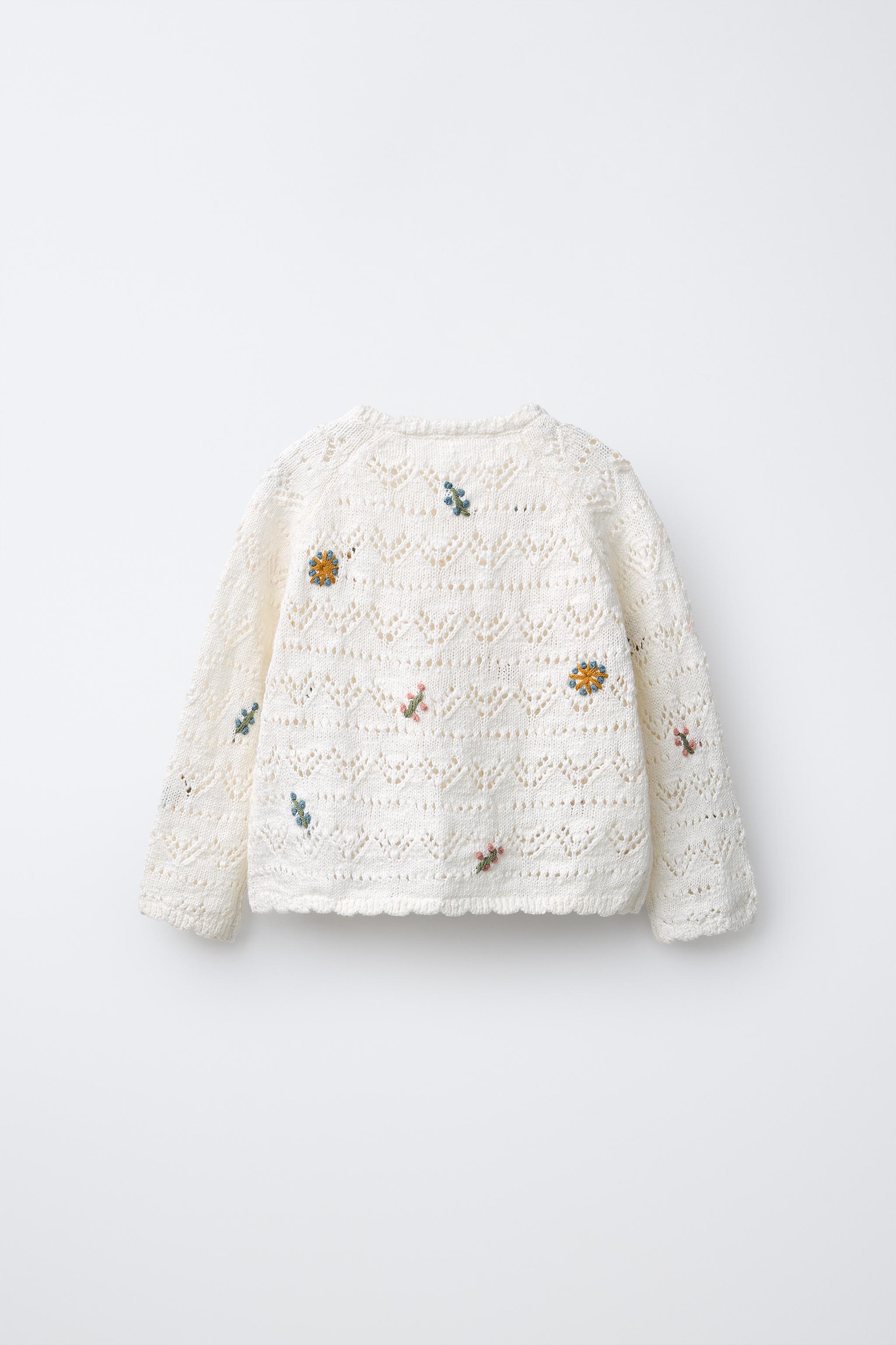 EMBROIDERED FLOWER OPENWORK CARDIGAN