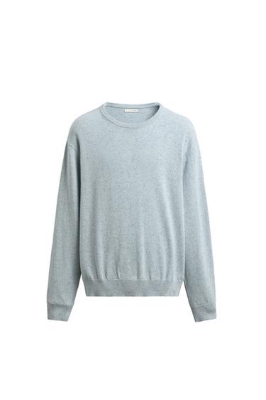 FLECKED COTTON BLEND JUMPER - Sky blue by Zara