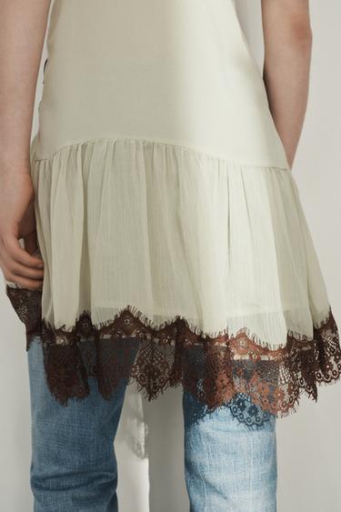 ROBE COURTE ENCAJE BIMATIÈRE - Marron / Vert de Zara - Image 3