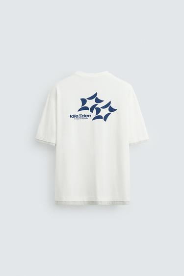 Zara TEXT PRINT T-SHIRT - White