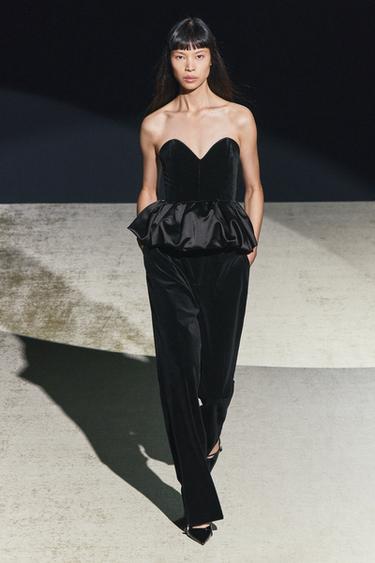 ZW COLLECTION VELVET TOP - Black by Zara - Image 0