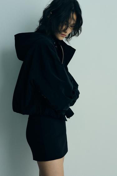후드 러버라이즈드 점퍼 - Zara 블랙