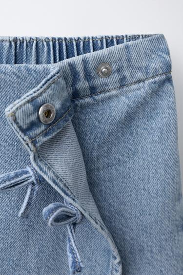 JUPE-SHORT EN JEAN AVEC NŒUDS - Bleu moyen de Zara - Image 2