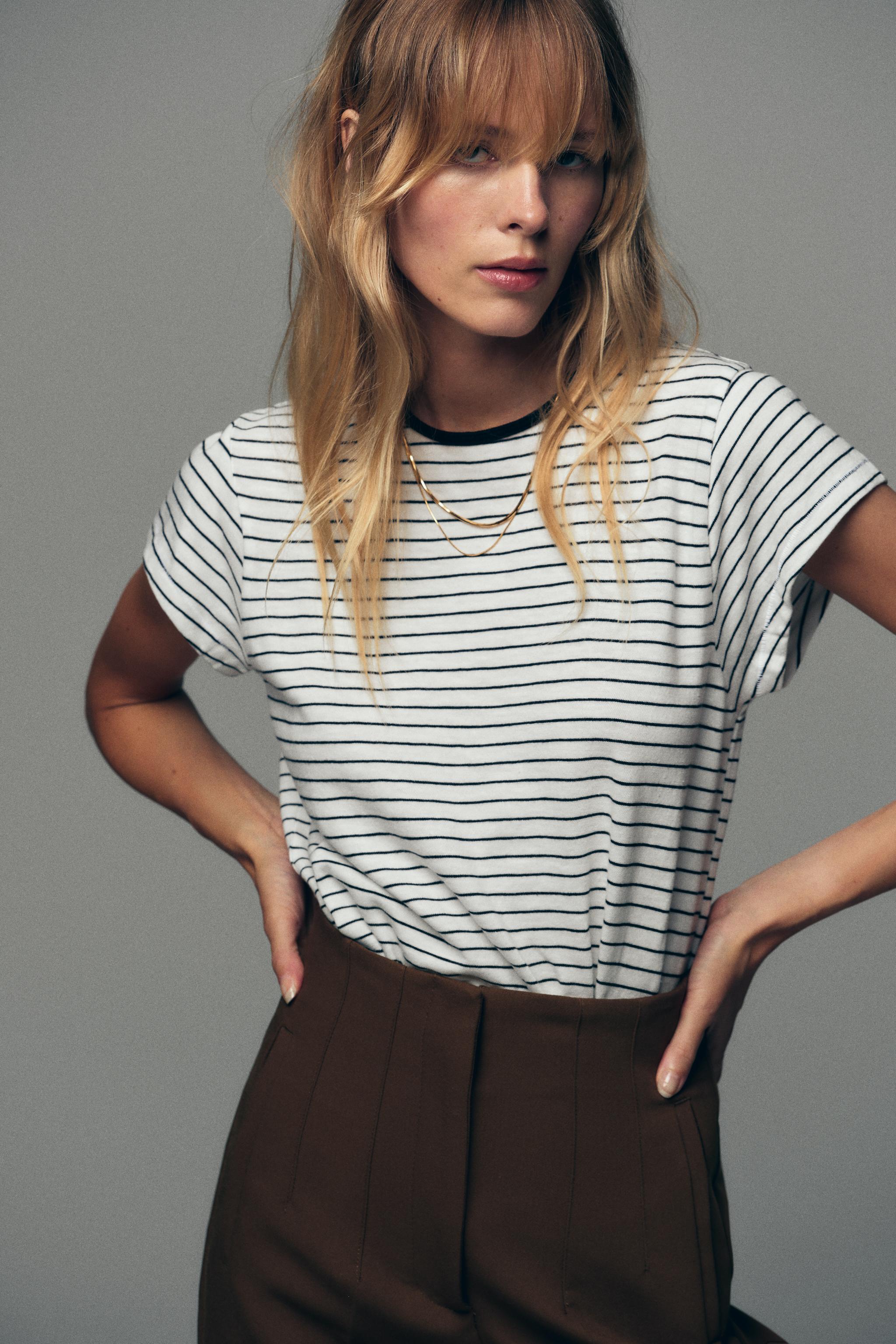 ラスティックショートスリーブTシャツ - エクリュ | ZARA Japan