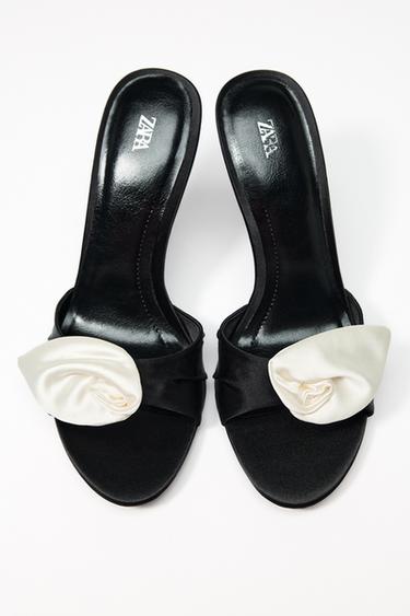 SATIN-EFFECT FLOWER HEELED MULES - Multicoloured by Zara
