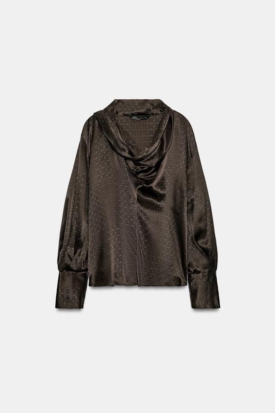 100% SILK SCARF BLOUSE - Multicoloured by Zara - Image 0