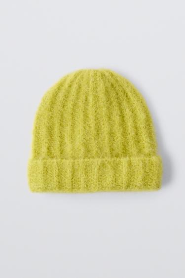 Zara WOOL BLEND KNIT HAT - Yellow