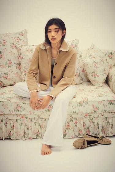 Zara 人造麂皮夾克 - 米色