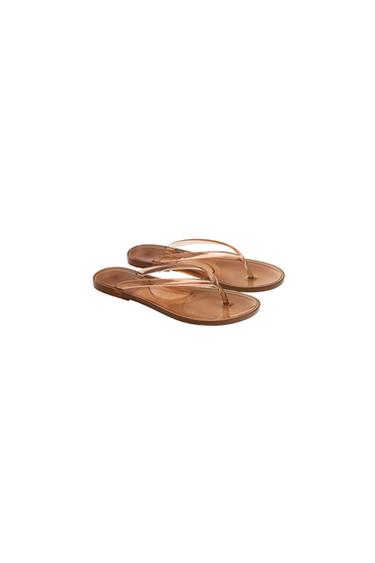 TRANSPARENT TOE-POST SLIDE SANDALS - Brown by Zara