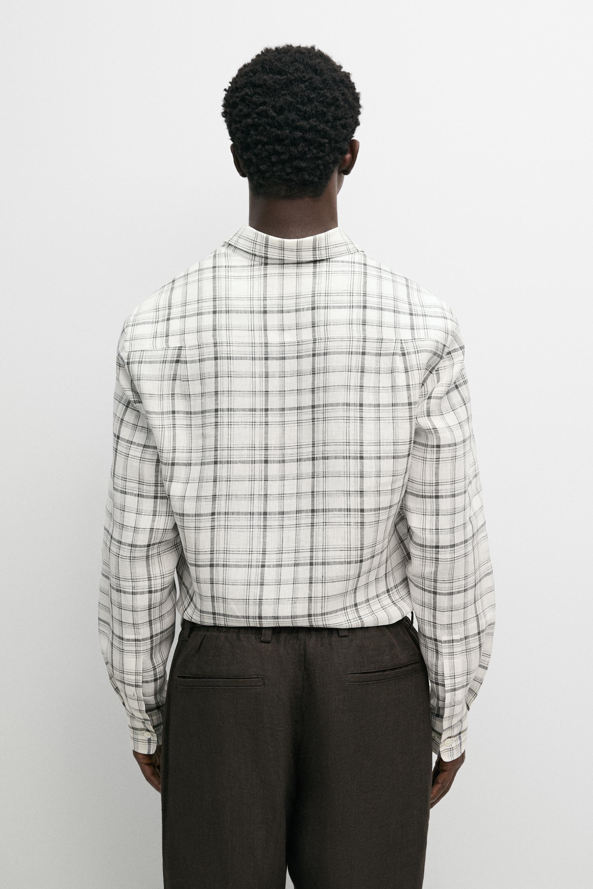 Chemise à carreaux 100 % lin