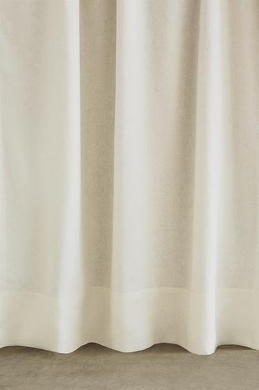 WHITE BLACKOUT LINEN CURTAIN - White by Zara