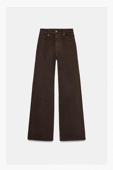 ZW COLLECTION WIDE-LEG HIGH-WAIST JEANS - Brown by Zara