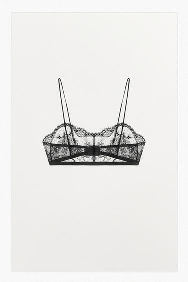 Zara LACE BANDEAU BRA - Black
