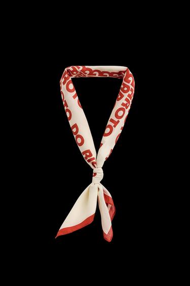 Zara TEXT PRINT BANDANA - Ecru - Image 0