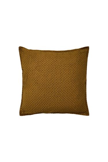 Zara CROSSES THROW PILLOW COVER - Mustard